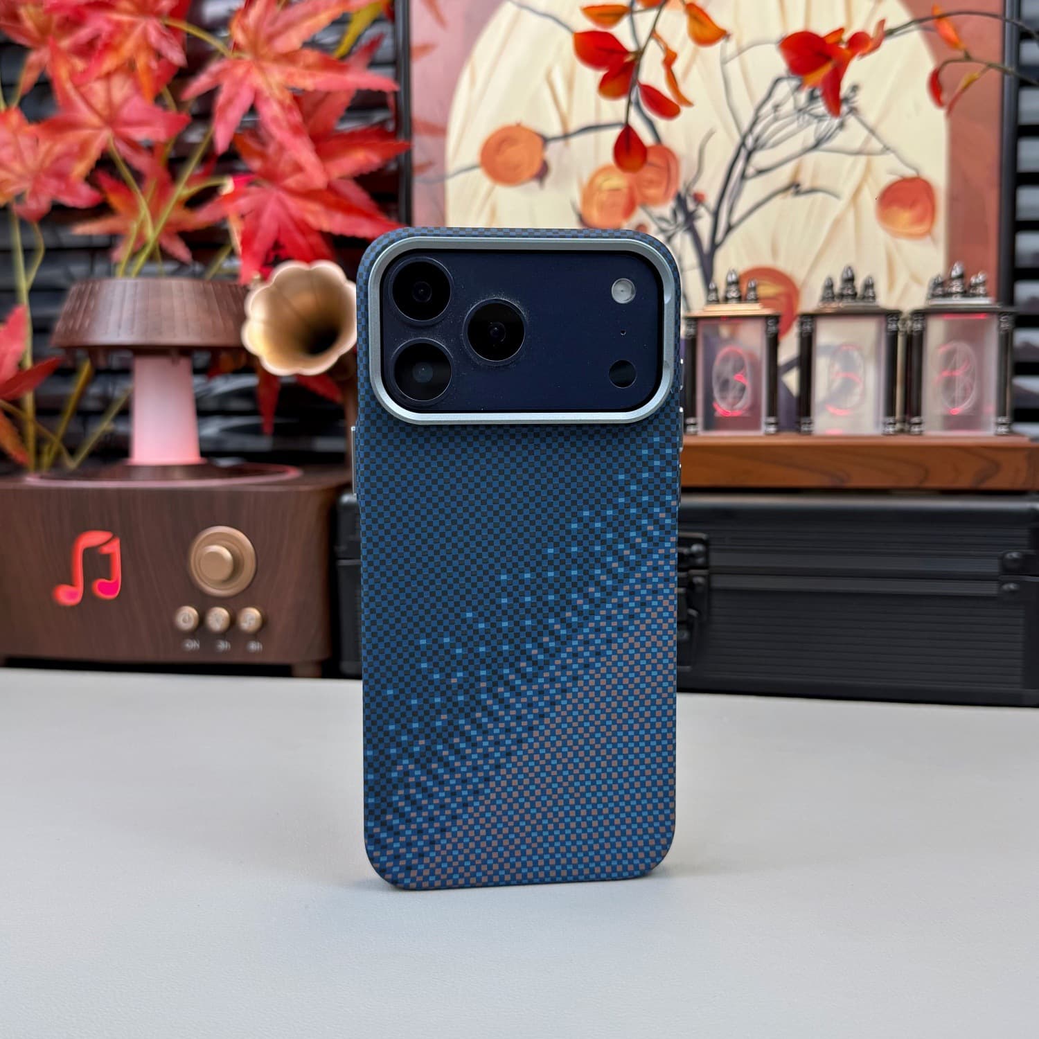 For iPhone 17 Pro Max Red Serpent Scepter Magnetic Kevlar Texture 16 Pro Shockproof Case