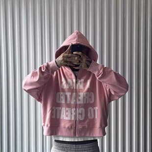 2025 Spring/Autumn European and American Sportswear Pink Printed Hoodie Unisex Cross-border Wholesale