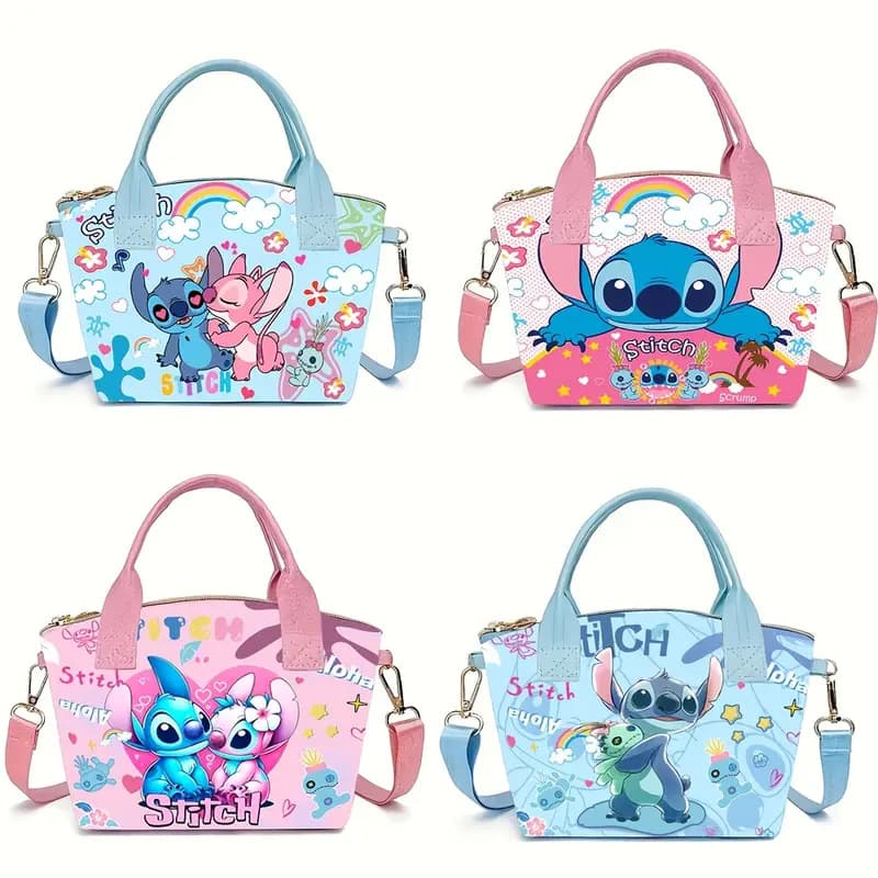 Cartoon leather Stitch large capacity coin purse cosmetic bag, new two-way handbag/crossbody bag for going out.