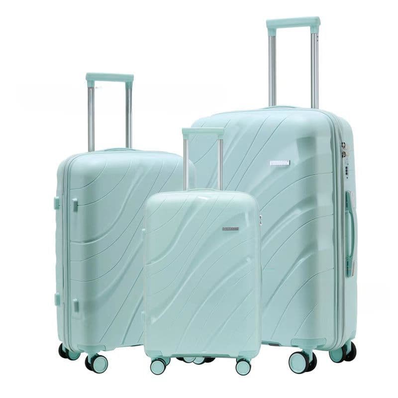 PP suitcase plaid three-piece trolley suitcase, unisex suitcase, lightweight boarding case