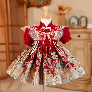 2026 Summer Baby Girl First Birthday Dress Chinese Style Tang Suit Cheongsam Princess Dress Girl National Style Birthday Grabbing Zhou Banquet