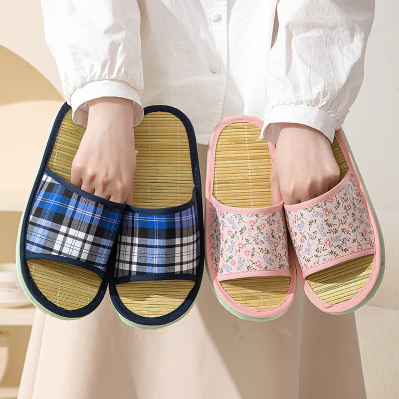 New Summer Cotton Linen Slippers, Home Couple Bamboo Mat Slippers, Floor Sandals for Women, Cotton Slippers Wholesale