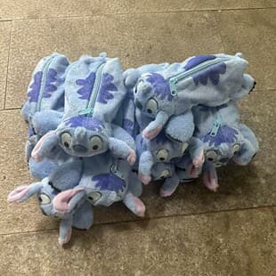 Cross-border Wholesale Cartoon Plush Stitch Pencil Case Large Capacity Cute Student Stationery Box Storage Bag