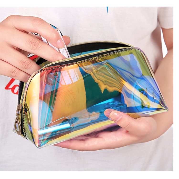 Small TPU Travel Makeup Bag, Semi-Circular Lipstick Organizer, Transparent Portable Pouch