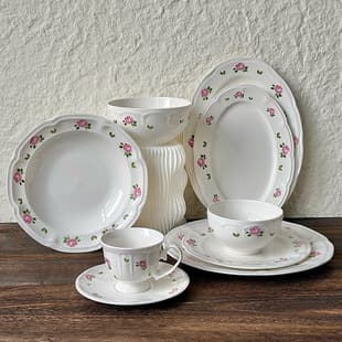 French Countryside Vintage Floral Ceramic Dinnerware Set - Plates, Bowls, Coffee Cups & Saucers, Deep Plates, Oval Plates Wholesale