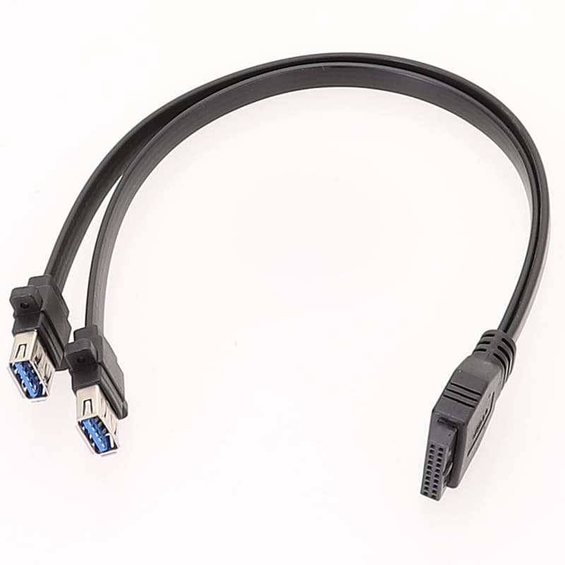 Motherboard USB3.0 panel cable front 19-pin to dual-port A female data cable narrow screw hole chassis DIY flat cable