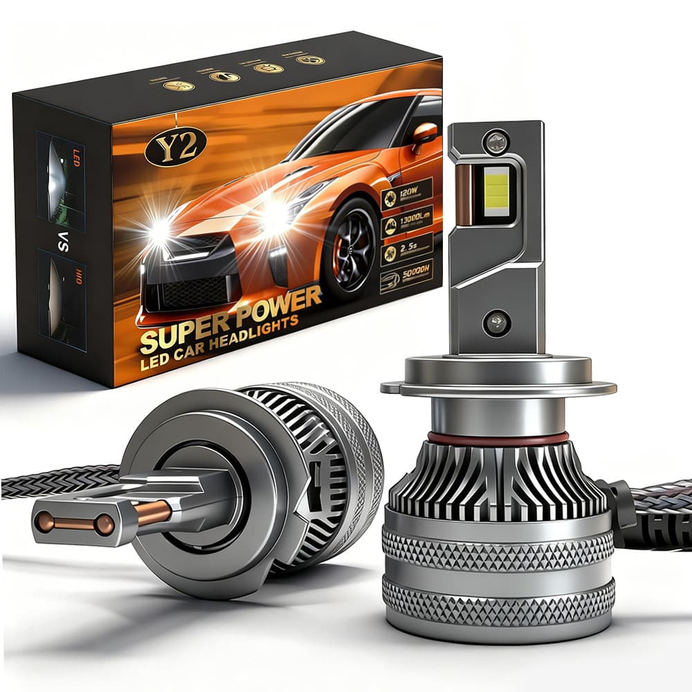 In Stock Car LED Headlight H7 High Power Super Bright H7 LED Headlight Car Bulb 12V Cross-border