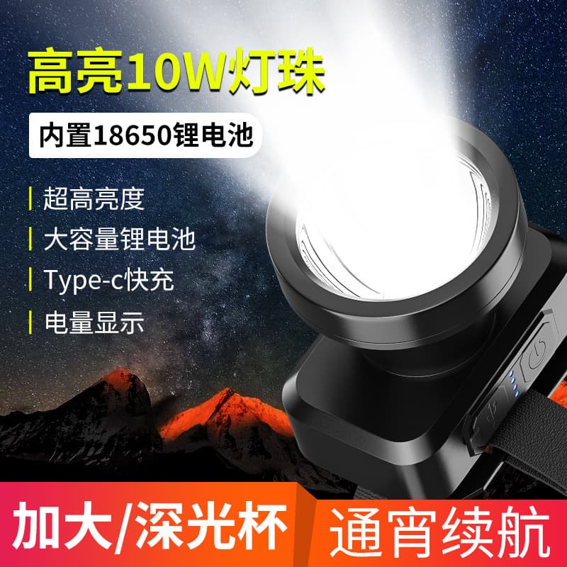 New Headlamp, Super Bright Rechargeable Mining Light, Long Battery Life, Head-Mounted Work Light, Fishing-Specific Flashlight Headlamp