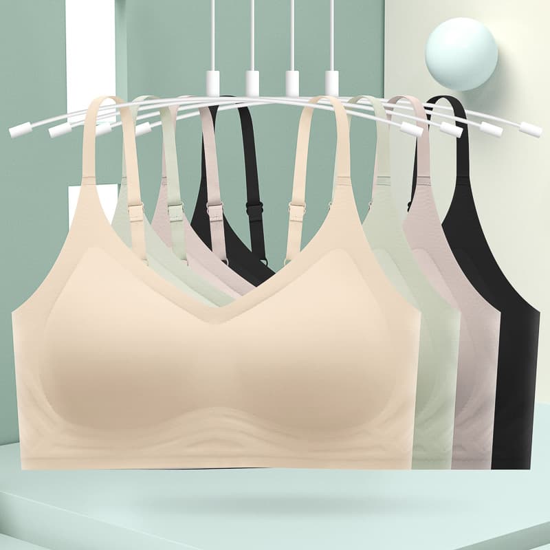 Korean-style camisole outerwear bra, comic-style enhancement for small bust, push-up lift, seamless padded foundation skin tone bra.