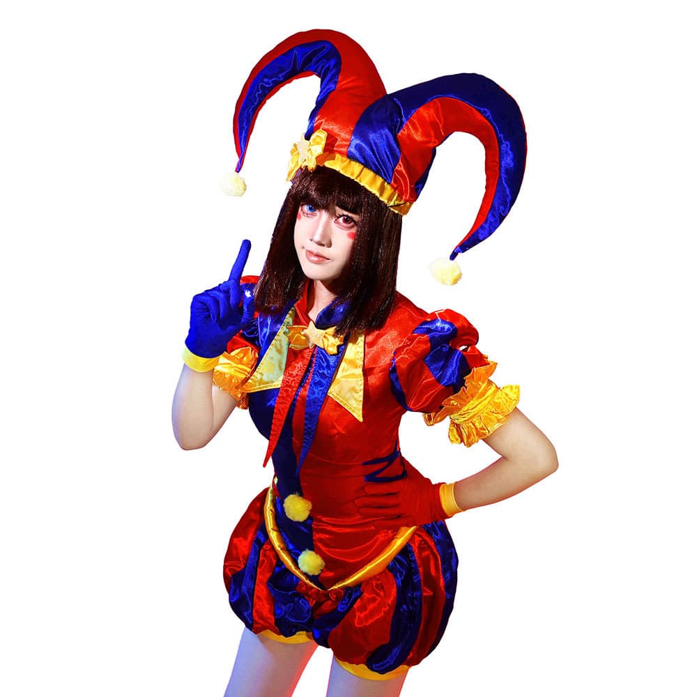 Magical Numbers Circus Harley Quinn cos suit jumpsuit with Halloween Pomni cos suit full set Pomni