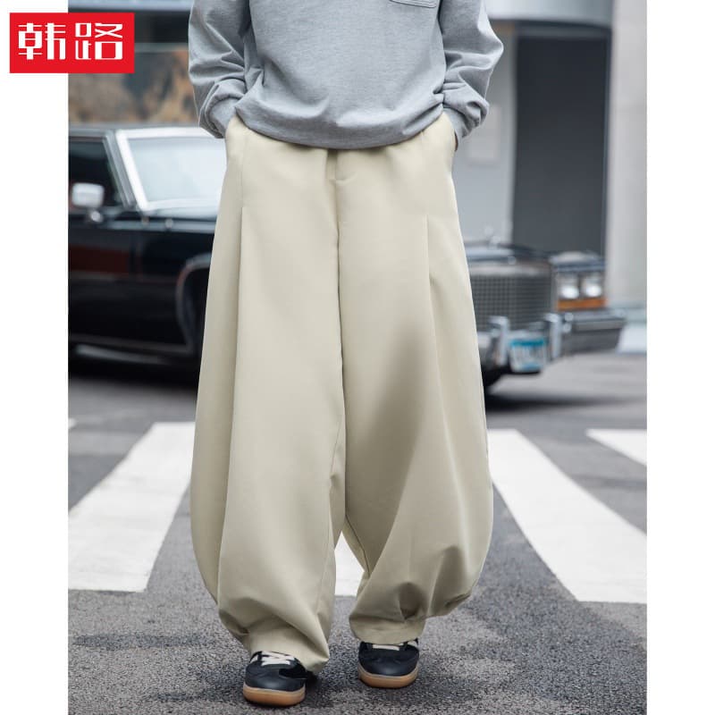 Draped Loose Machete Casual Pants Men's Spring and Summer New Pleated Design Bloomers American Style Fashion Brand Textiles Long Pants