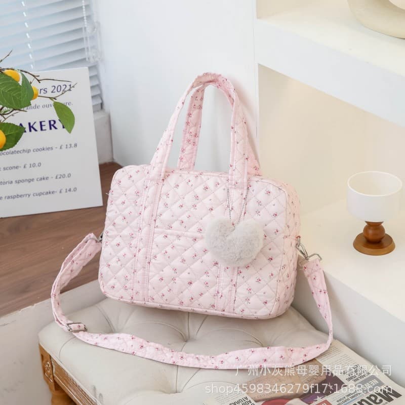 In Stock Cross-Border Korean Ins Quilted Floral Handheld Mommy Bag Baby Stroller Hanging Bag Maternity Storage Organizer Bag