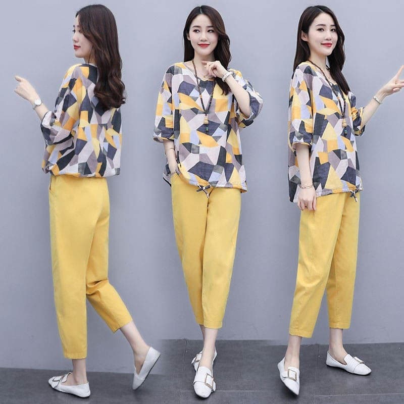 Fashion Suit Women's 2026 Summer New Large Size Western Style Age Reduction Loose Slim Casual Fashion Two-piece Set