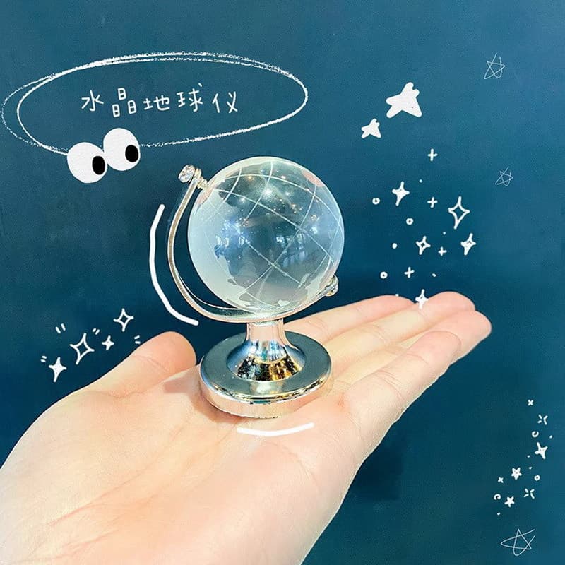 Creative Transparent Crystal Relief Globe, Cute Desktop Decoration Ornament, Mini Souvenir Gift for Night Market Stalls