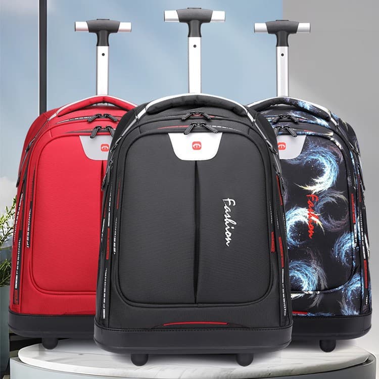 Chinese college student trolley school bag large wheel climbing stairs large capacity travel bag nylon multi-compartment weight-reducing backpack drop shipping