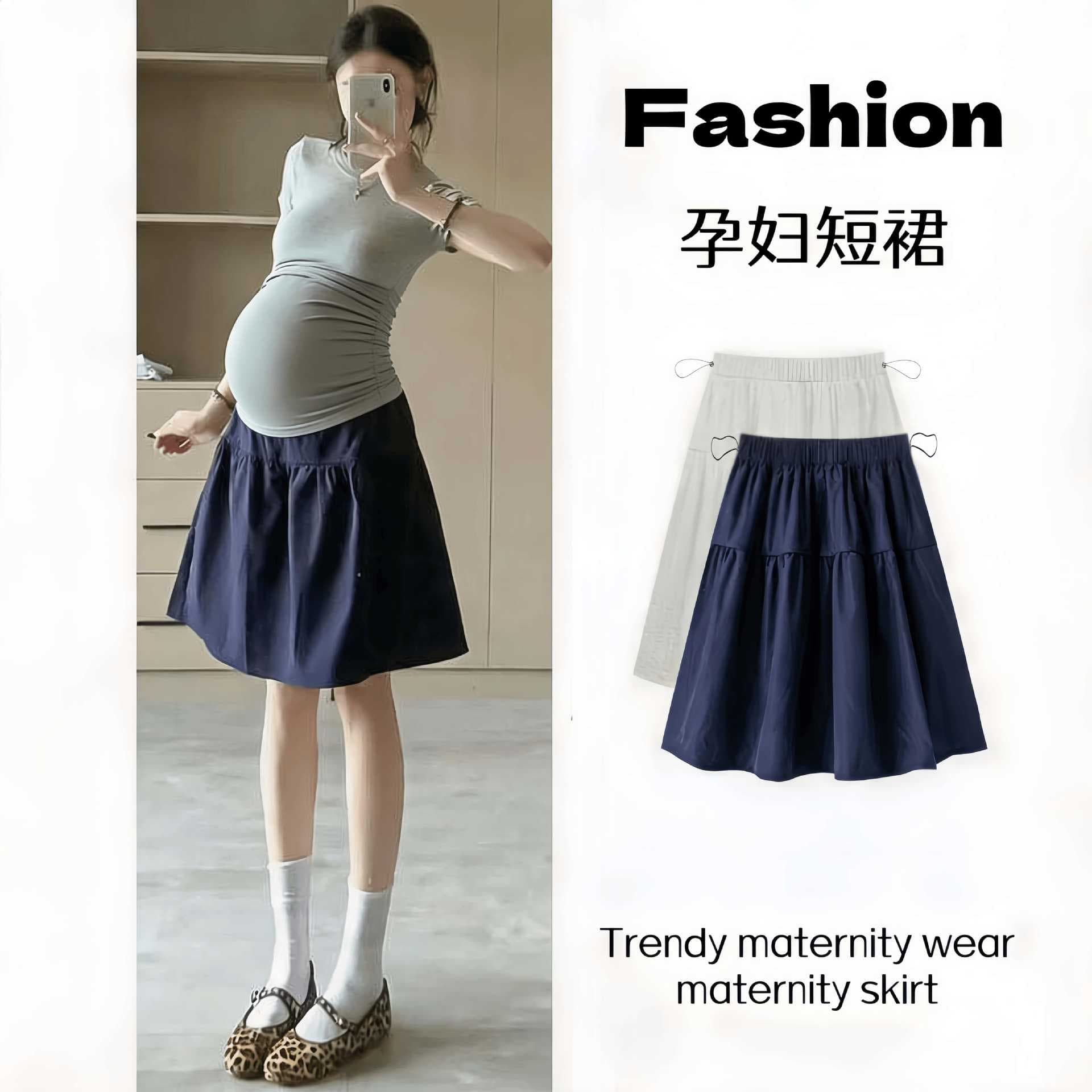 Pregnant women Korean style gentle style slightly fat and slim navy blue women's summer 2026 new style pregnant women new retro maternity wear