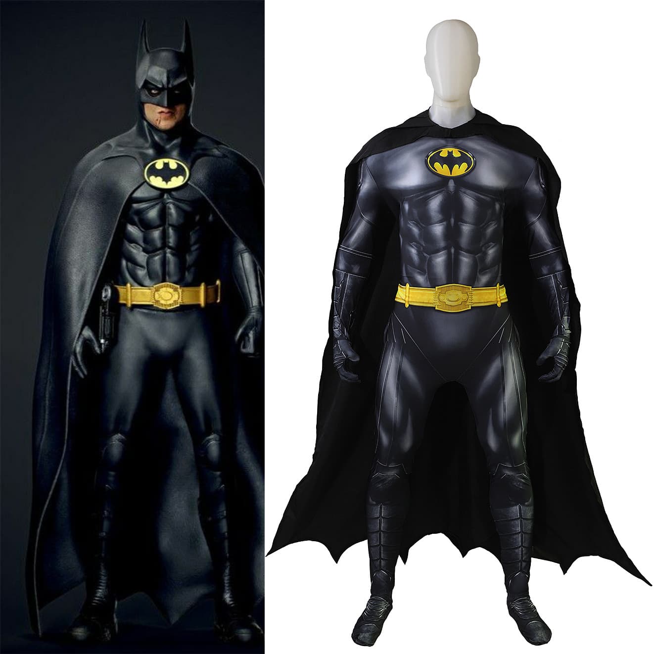 Michael Keaton Batman Halloween Cosplay Bodysuit Tight Costume Set Stage Outfit