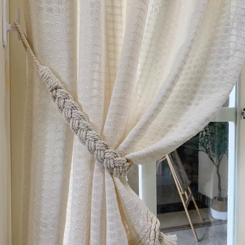 Cross-Border Best-Selling Simple Nordic Style Cotton Linen Rope Curtain Tie-Back Wholesale Curtain Storage Tie Rope Strap