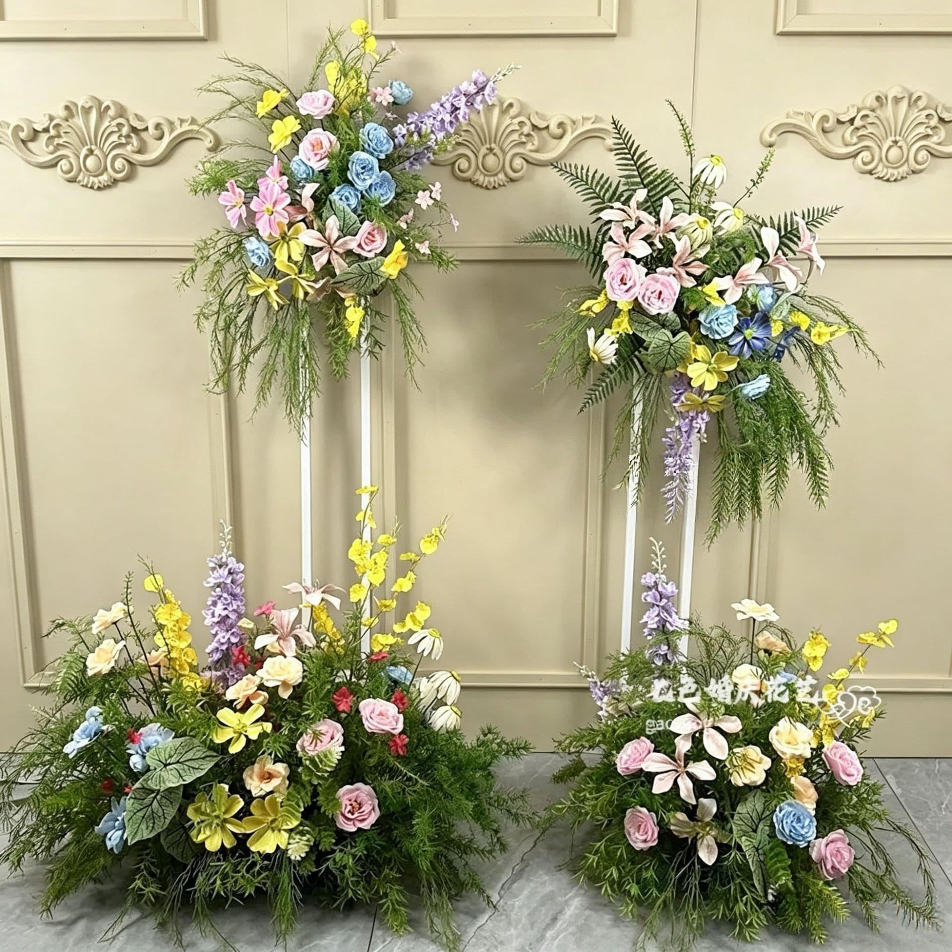 Monet Garden Artificial Flower Floor Arrangement, Forest Wedding Scene Decor, Window Display Fake Flowers, Landscape Flower Row, Aisle Guide