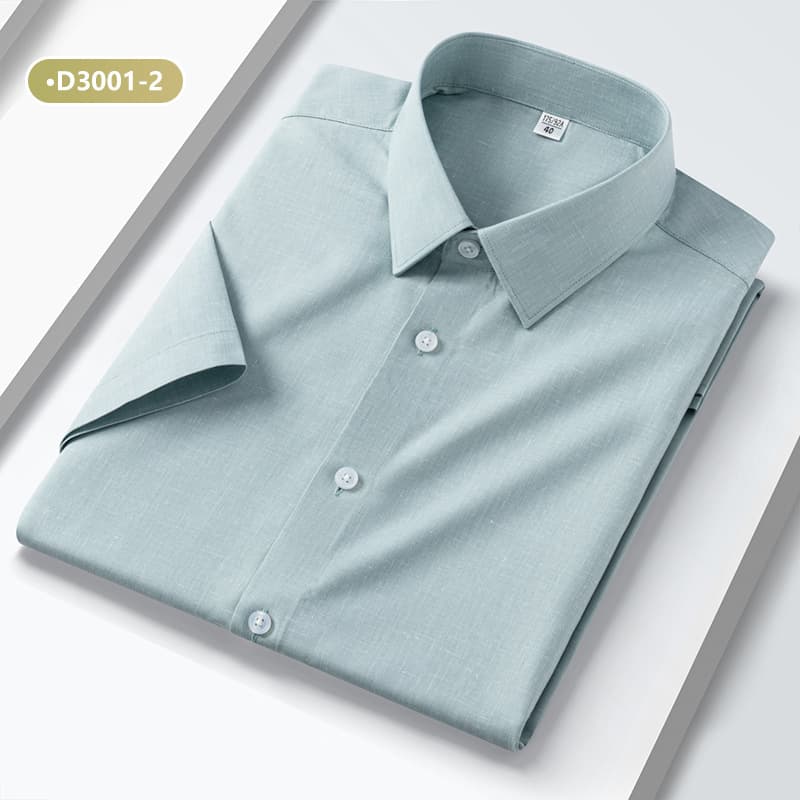 Quality men's shirt summer short-sleeved cotton and linen elastic no-iron anti-wrinkle cardigan professional workwear men's shirt