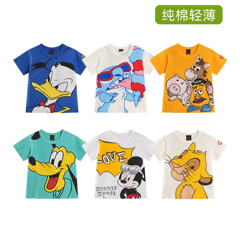 Summer Cartoon Kids Cotton T-shirt Short Sleeve Thin Export Quality Half Sleeve Shirt for Boys And Girls Pure Cotton Baby Top