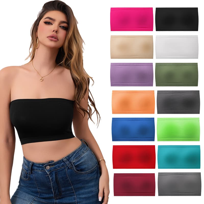 Seamless One-Piece Strapless Tube Top Bra, Backless Wrap, Concealed Coverage, No Padding