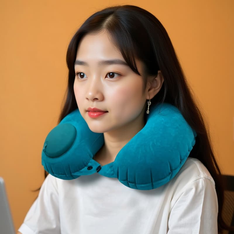 Inflatable U-shaped pillow press automatic inflatable portable travel neck pillow aircraft pillow outdoor travel camping inflatable pillow
