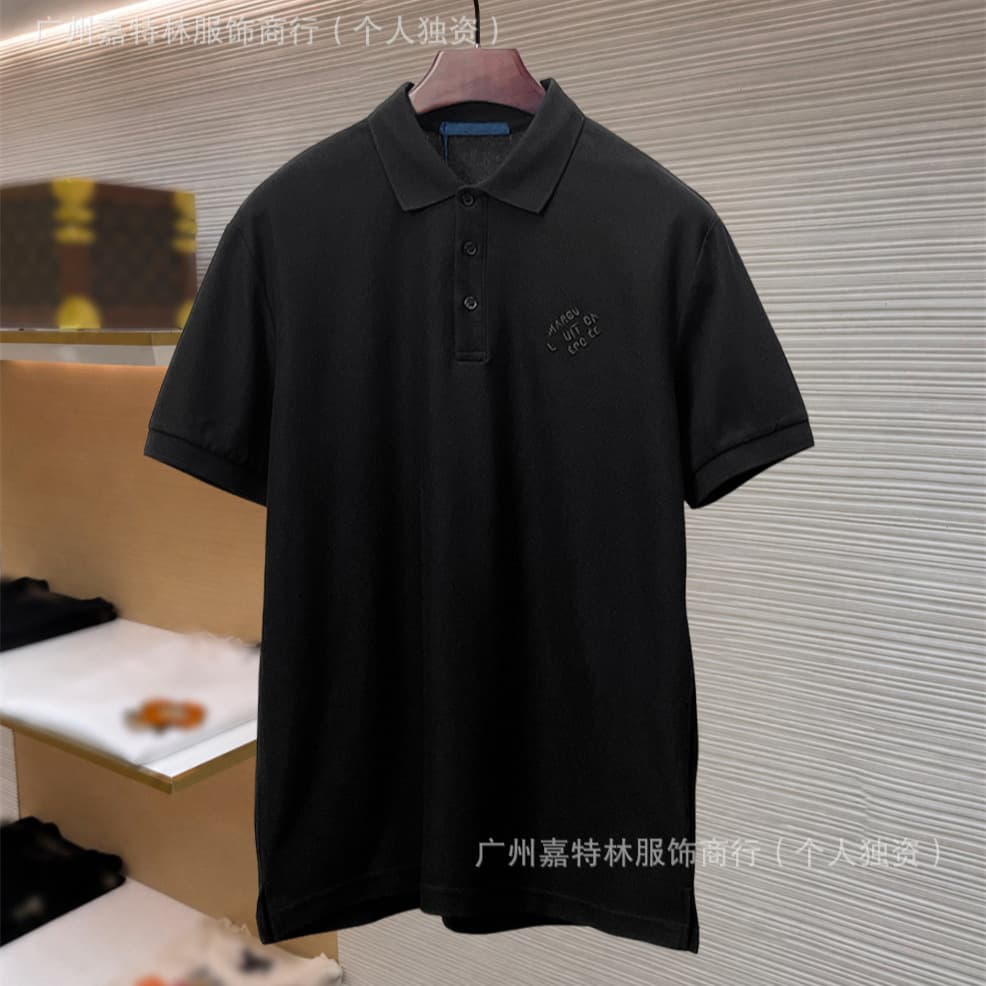 Cross-border foreign trade Lvjia T-shirt letter embroidery pique cotton POLO shirt short-sleeved trendy brand men and women same style Lvjia short-sleeved