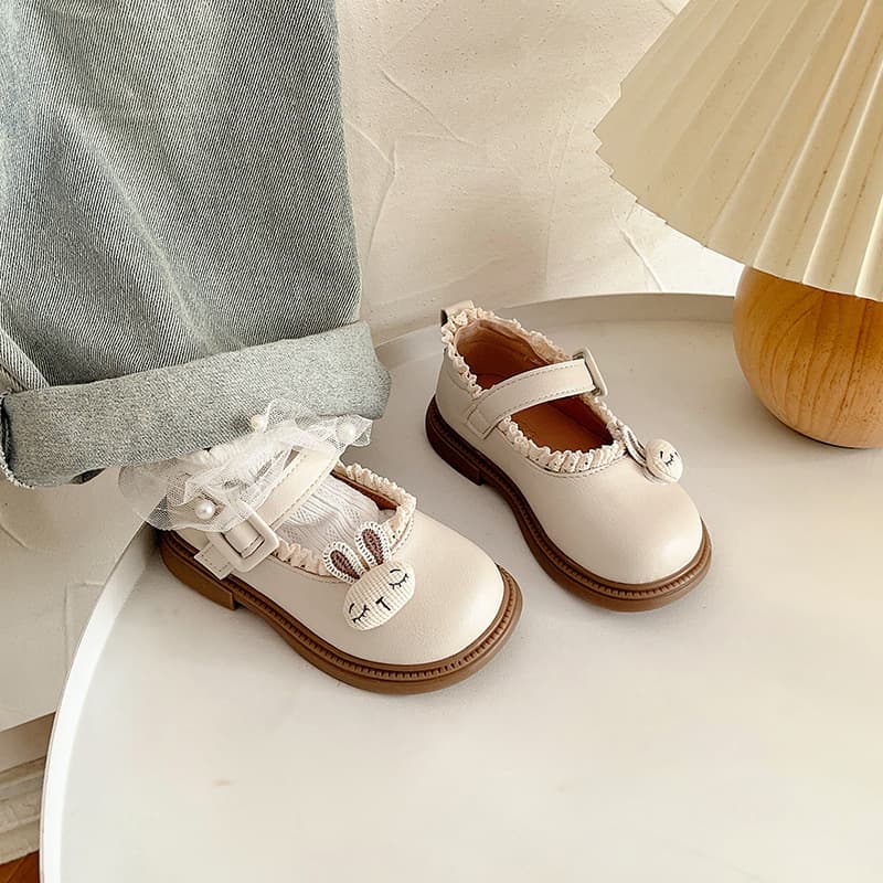 Princess Shoes for Baby Girls Cute Bunny Shoes Spring Korean Style Leather Shoes New Infant Toddler Shoes Comfortable Girls Casual Shoes