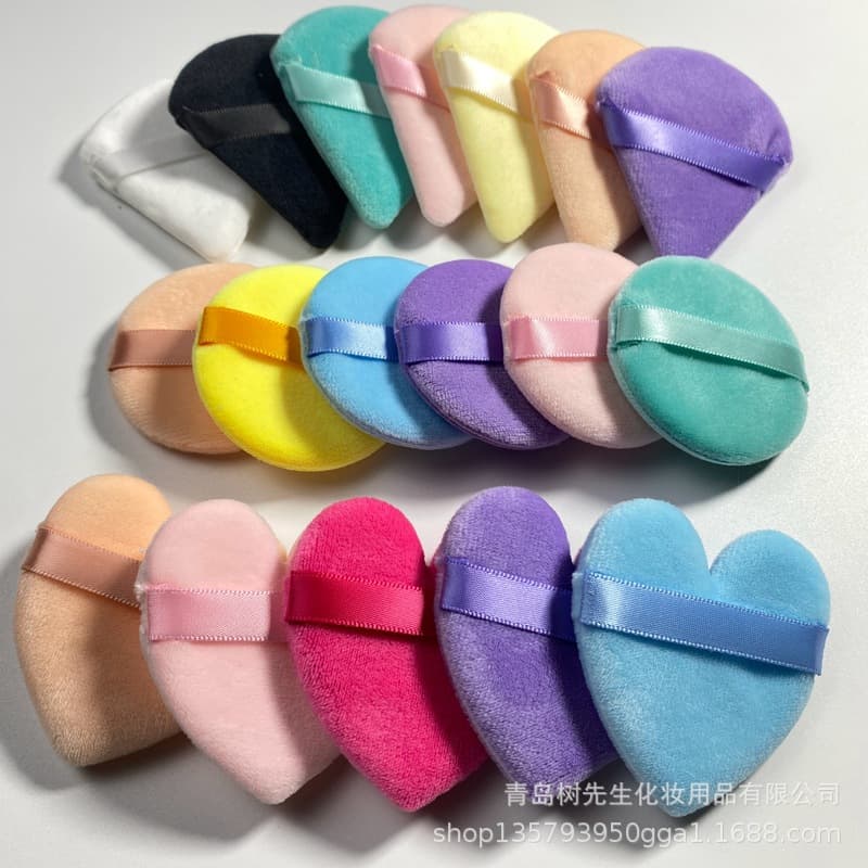Crystal super soft powder puff wholesale skin-friendly short velvet dry powder puff for loose powder special non-eating powder round makeup setting velvet puff