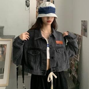 Gongyu Weng Hong Kong Style Retro Denim Short Jacket Women 2025 Autumn New Loose Korean Version Workwear Jacket Trendy