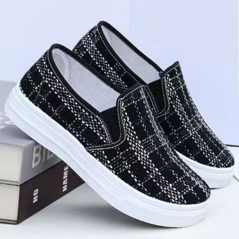 X Canvas Shoes, Casual Shoes, Student Shoes, Soft-Soled Non-Slip Plaid Cloth Shoes, Women's Shoes for the Elderly, Mother's Shoes, Old Beijing Cloth Shoes