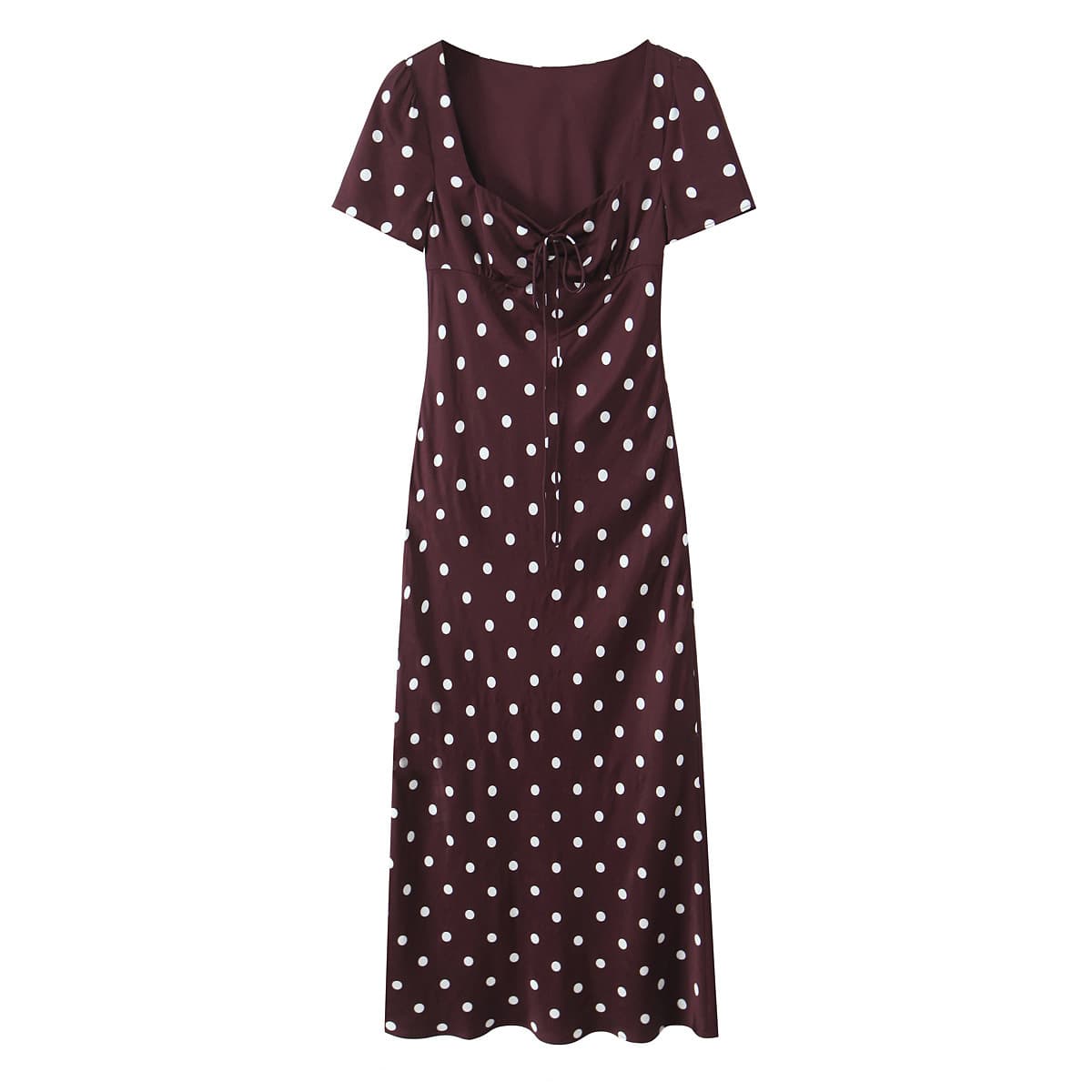 Cross-border European and American clothing AliExpress hot-selling trendy French U-neck retro elegant polka dot lace-up long dress