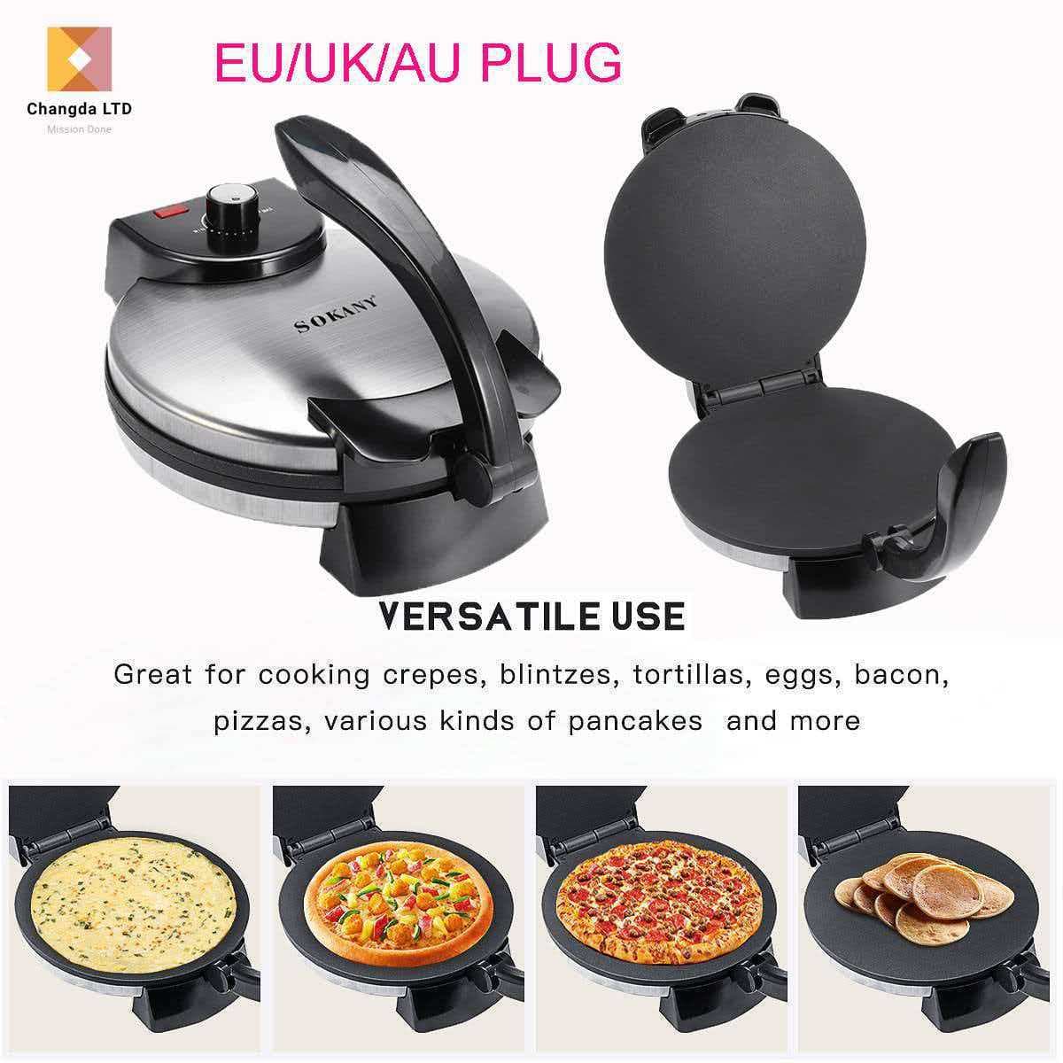 Cross-Border Crepe Maker with Adjustable Temperature, Large Pancake Maker, Spring Roll Maker, Household Electric Pancake Maker, Double-Sided Spring Roll and Pizza Maker