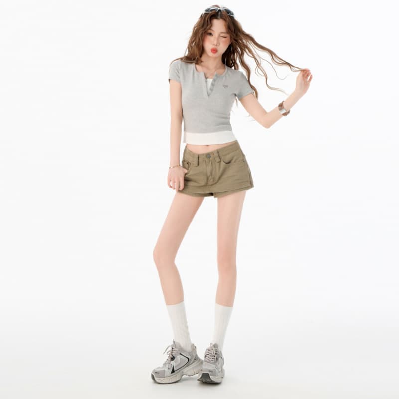 26 Trend｜American Style Hot Girl Low-Rise Shorts New Double-Side Zipper A-Line Mini Skort