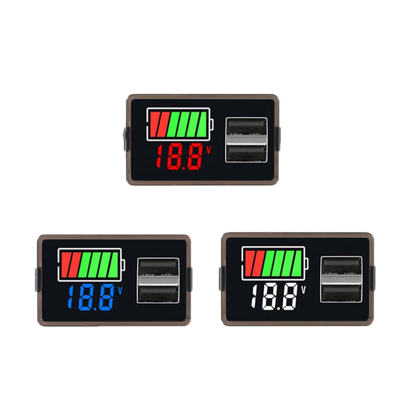 Car Voltage and Battery Level Meter Dual USB Lead-Acid Lithium Battery Display DC Digital Power Monitor Lithium Battery Specific