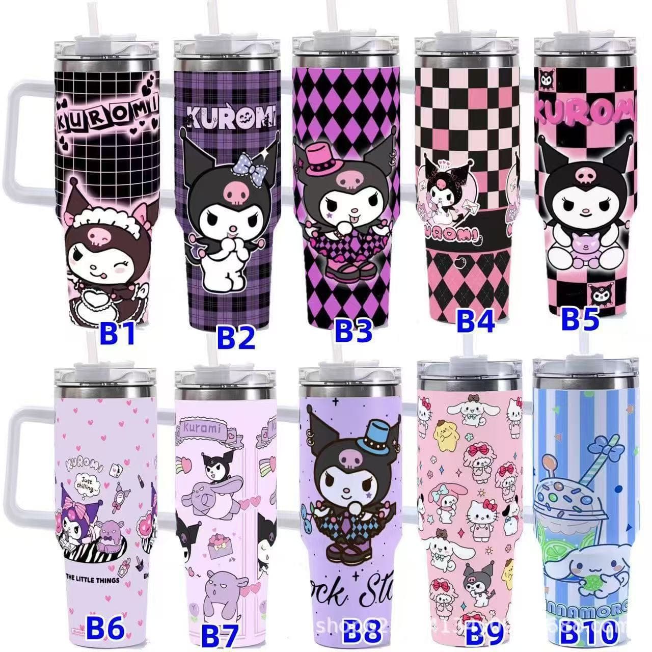 Cross-Border Hello Kitty Sanrio Kuromi Cartoon Ice Boss Stainless Steel Thermos Cup Large Capacity 40oz Car Cup
