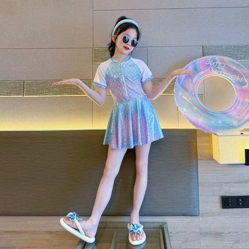 Children's Hot Spring Swimsuit Girl Casual New Stylish Mermaid Swimsuit Cute Girls One-Piece Swimsuit Dress