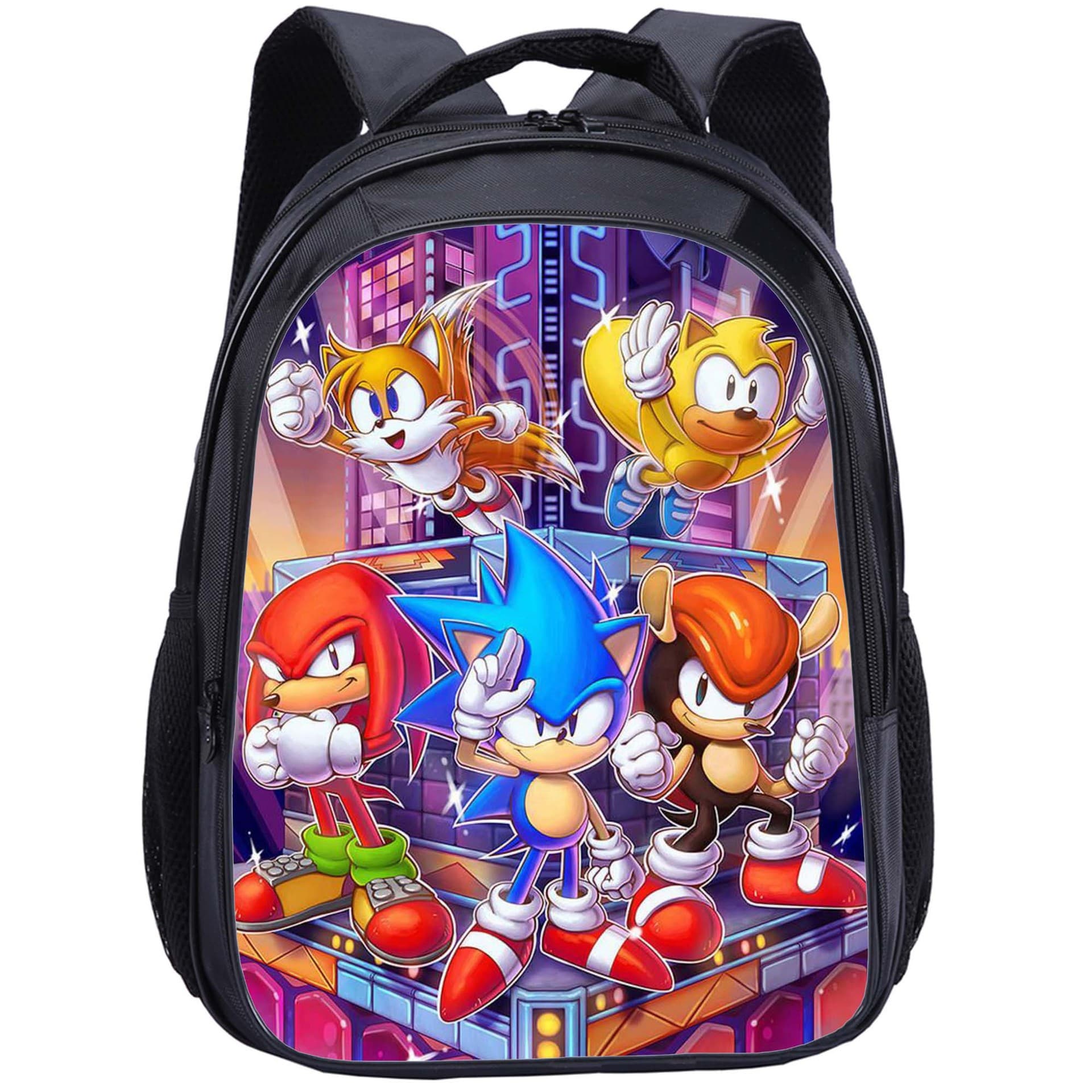 Sonic Backpack with Printed Pattern, 16-inch Double-Layer Cartoon School Bag for Elementary Students, Cross-Border Drop Shipping