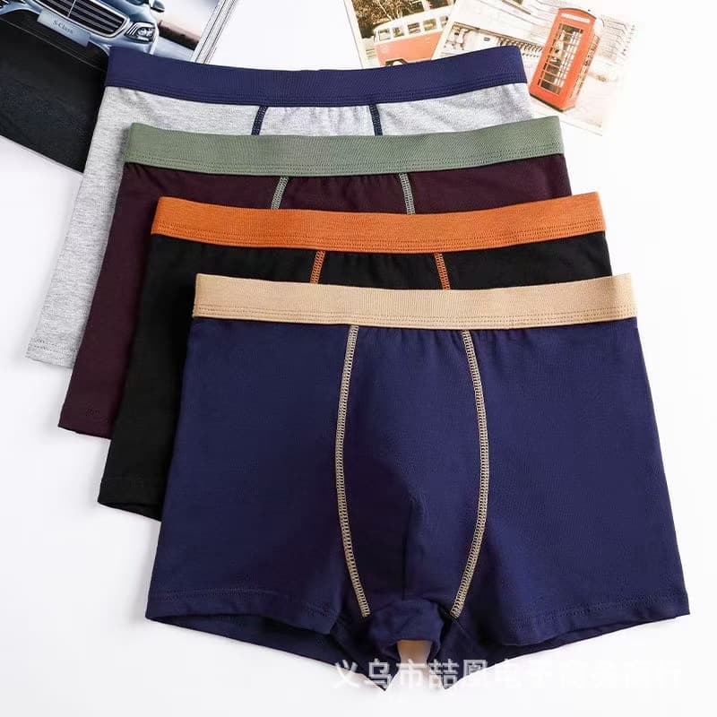 New Cotton Men's Boxer Briefs Solid Color Simple Elastic Comfortable Breathable Men's Boxer Shorts Factory Wholesale