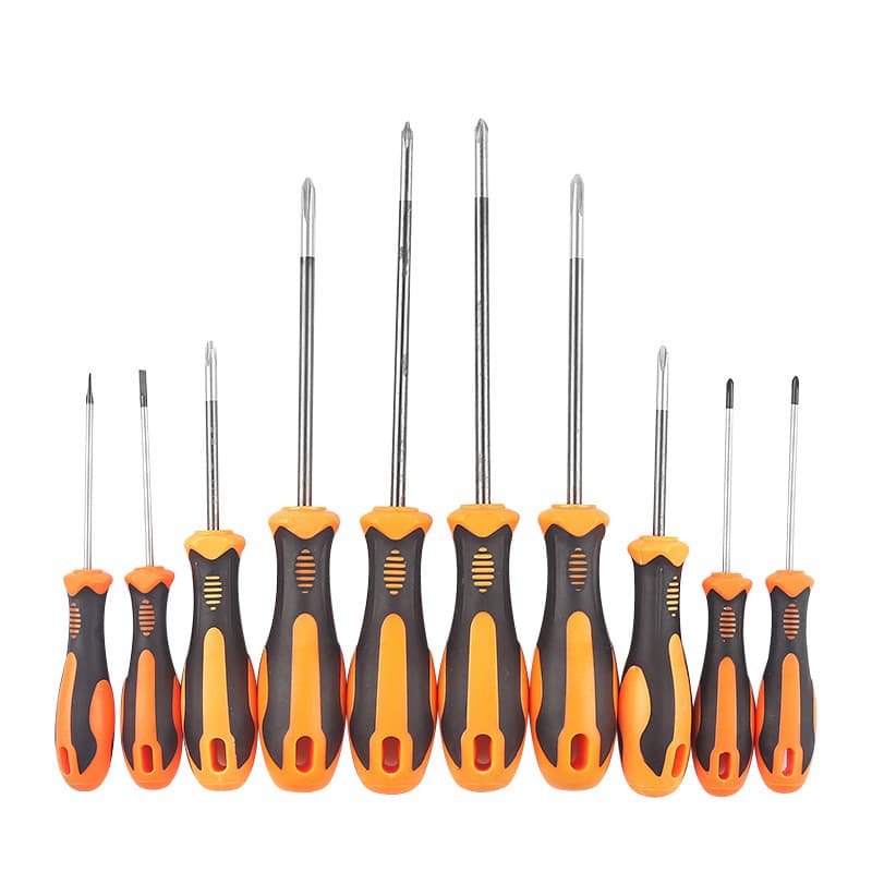 Strong Magnetic Screwdriver Set, Flathead and Phillips, Soft Rubber Handle, Industrial Grade, Extra Long, Hardened Steel