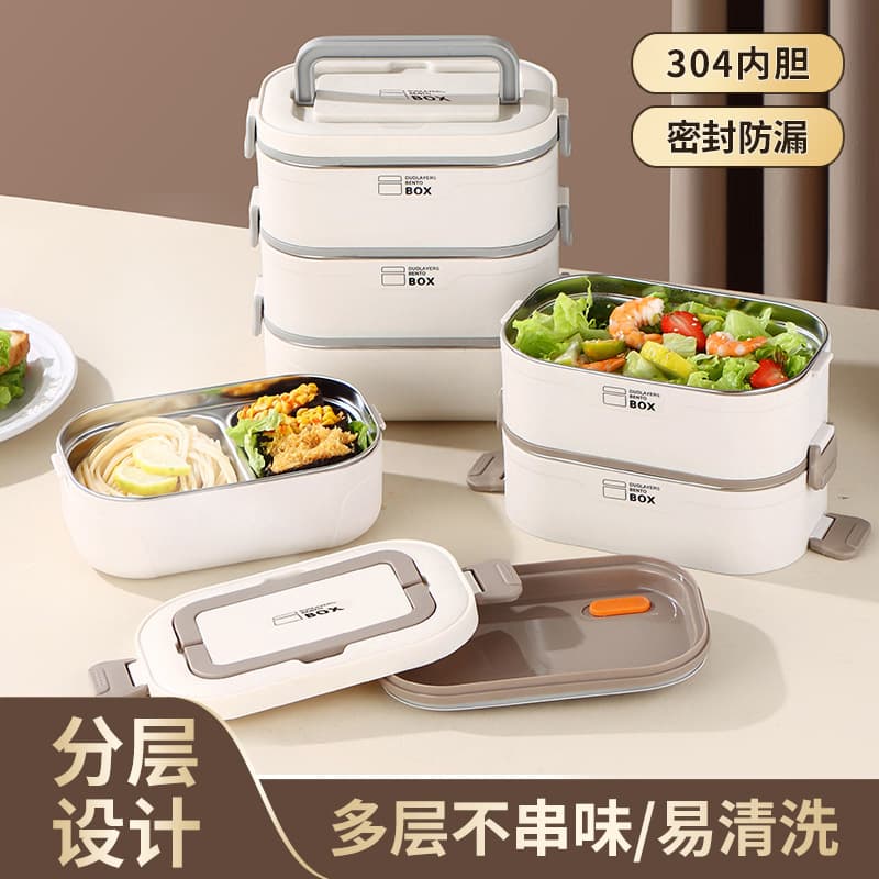 304 Stainless Steel Multi-Layer Lunch Box for Office Workers and Students, Microwave-Safe, Large Capacity Bento Box