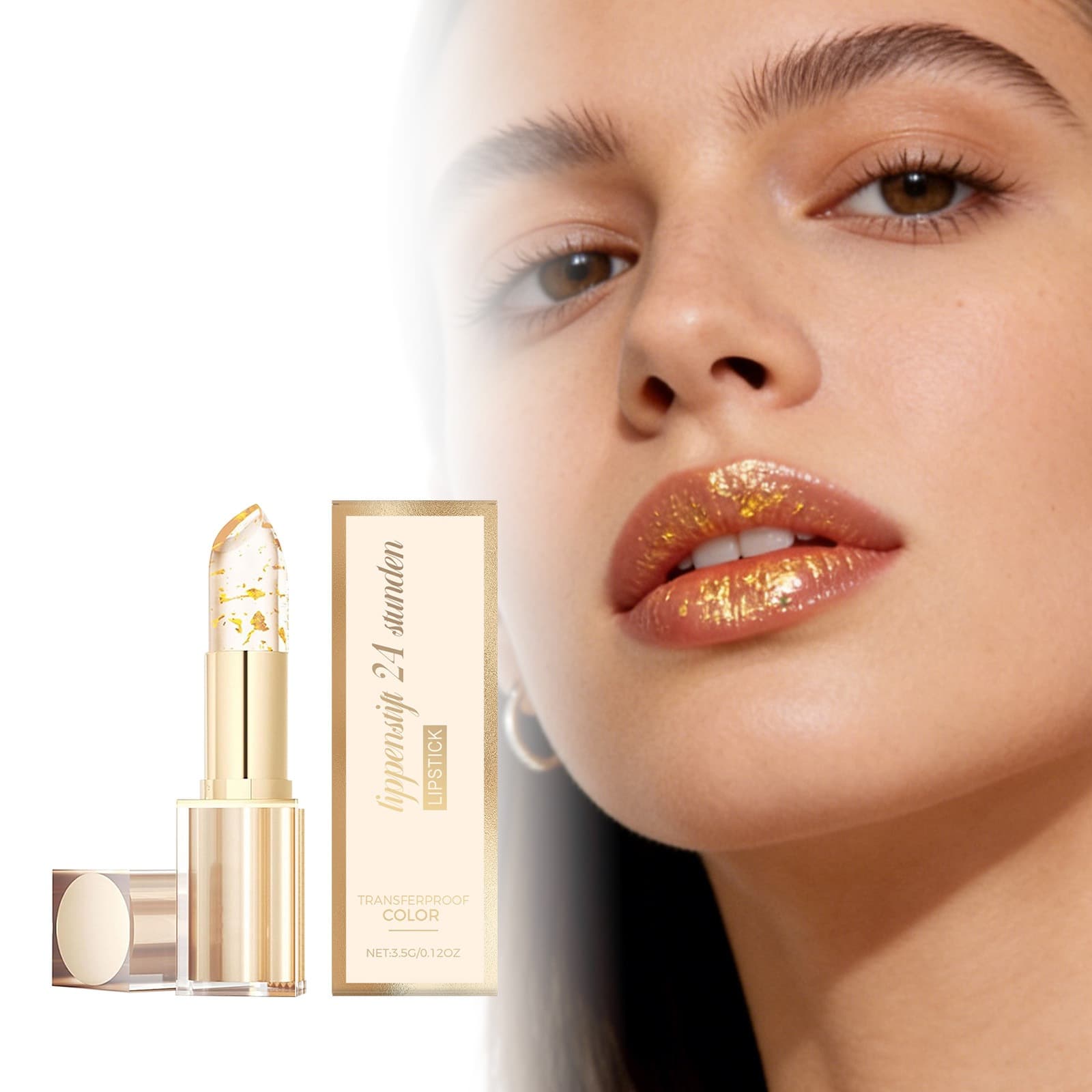 Gold Foil Temperature-Changing Moisturizing Lipstick Daily Lip Care Smooth Pink Lightweight Non-Sticky Non-Transfer Lipstick
