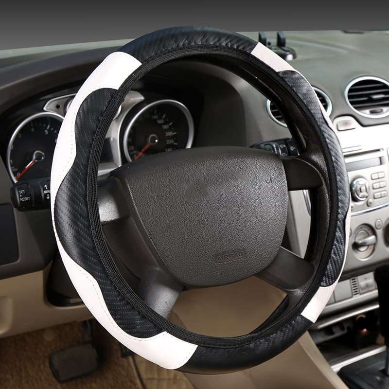 AliExpress cross-border new style inner ring-less elastic band car steering wheel cover, carbon fiber sporty handle cover