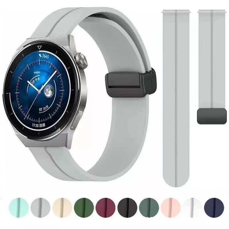 Compatible with Huawei Watch 3/3 Pro/GT3 Silicone Watch Band for GT2 GT2 Pro Strap with Folding Magnetic Buckle