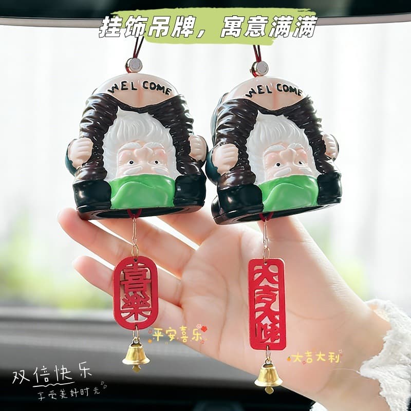 Old Man Peace Pendant Car Hanging Ornament Car Essential Interior Rearview Mirror Decoration Trendy Car Accessory