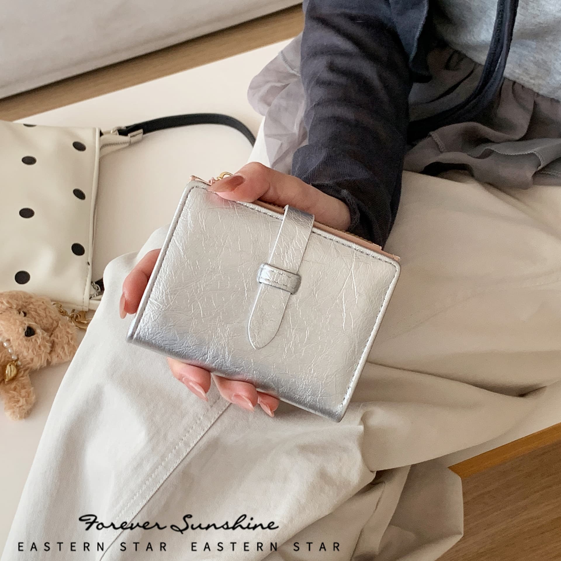 High Value! Niche Vintage Short Foldable Ins Women's Wallet PU Multifunctional Bifold Wallet