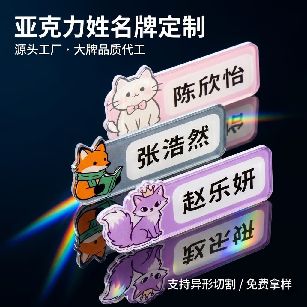 Acrylic Kindergarten Name Tag Customized Children's Pin Style Cartoon Acrylic Graduation Name Tag for Primary and Secondary School Students