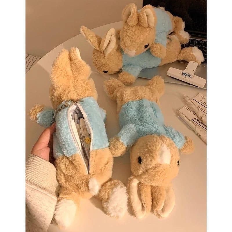 Japanese Cartoon Plush Animal Pencil Case, Cute Soft Healing Plush Toy, Large Capacity Pencil Pouch Student Stationery Storage Bag