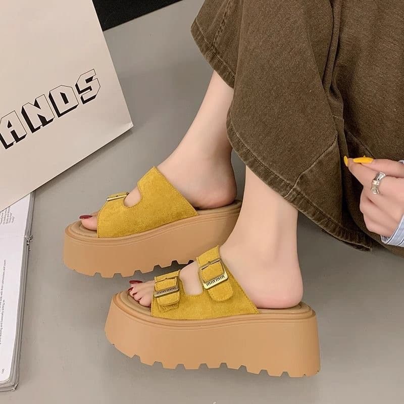 Summer Outdoor Platform Birkenstock Sandals for Petite Women 2025 New Fairy Style Matching Dresses Beach Sandals